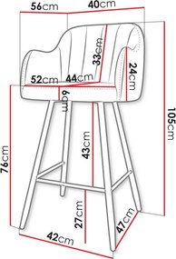 Σκαμπό μπαρ SH1-Gkri Anoixto - 52.00Χ56.00Χ105.00cm