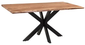 Τραπέζι Slim pakoworld μασίφ ξύλο ακακίας καρυδί-πόδι μαύρο 180x90x75.6εκ - Ξύλο - 223-000021