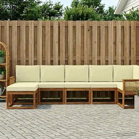 vidaXL Σειρά Καναπέ Εξωτερικού 7 pcs Φυσικό και Κρέμα Πολυεστέρας