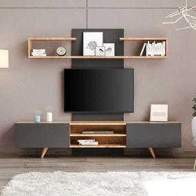 Σύνθεση τηλεόρασης Giacomo  χρώμα sapphire oak - ανθρακί 180x40x45εκ. - 0235965