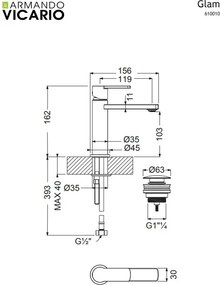 Armando Vicario Glam 610010 Chrome – Μπαταρία νιπτήρα ψηλή
