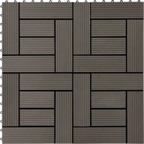 vidaXL Πλάκα Κατασκευής 11 pcs Σκούρο Καφέ 30 x 30 cm WPC