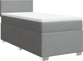 vidaXL Κρεβάτι Boxspring με Στρώμα Ανοιχτό Γκρι 90x200 εκ. Υφασμάτινο
