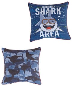 Μαξιλαροθήκη Διακοσμητική Παιδική Sharky Διπλής Όψης Blue Kentia 40Χ40 Cotton-Polyester