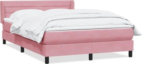 vidaXL Κρεβάτι Boxspring με Στρώμα Ροζ 140x210 εκ. Βελούδινο