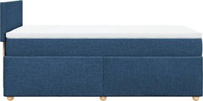 vidaXL Κρεβάτι Boxspring με Στρώμα Μπλε 90x200 εκ.Υφασμάτινο
