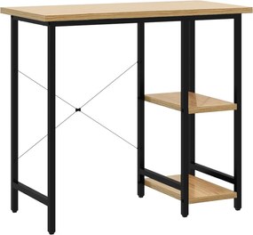 vidaXL Γραφείο Υπολογιστή Μαύρο/Ανοιχτ. Δρυς 80x40x72εκ MDF &amp; Μέταλλο