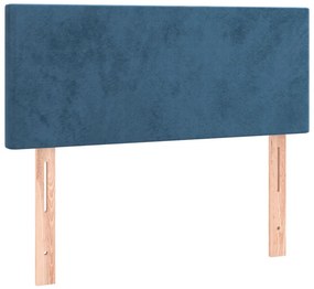 vidaXL Κρεβάτι Boxspring με Στρώμα Σκούρο Μπλε 90x200 εκ. Βελούδινο