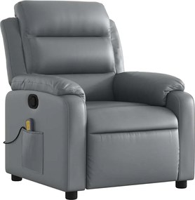 vidaXL Πολυθρόνα Μασάζ Ανακλινόμενη Γκρι από Συνθετικό Δέρμα
