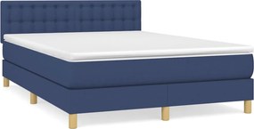 vidaXL Κρεβάτι Boxspring με Στρώμα Μπλε 140x200 εκ. Υφασμάτινο