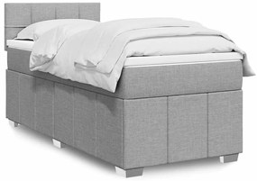 vidaXL Κρεβάτι Boxspring με Στρώμα Ανοιχτό Γκρι 80x200 εκ. Υφασμάτινο