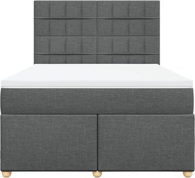 vidaXL Κρεβάτι Boxspring με Στρώμα Σκούρο Γκρι 140x200 εκ Υφασμάτινο