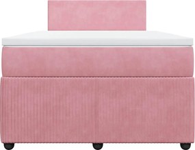 vidaXL Κρεβάτι Boxspring με Στρώμα Ροζ 120x200 εκ. Βελούδινο