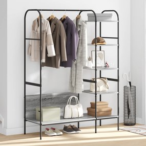 vidaXL Ράφι Ρούχων με Ράφια Γκρι Σονομά 120x44x160 εκ. Μηχανικά Ξύλο