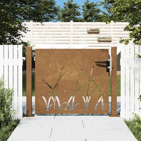 vidaXL Πύλη Κήπου 105 x 105 εκ. Σχέδιο Γρασίδι από Ατσάλι Corten