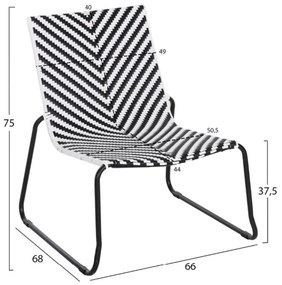 Σετ κήπου Lounge PONY 3 τμχ C21193.02 Μέταλλο &amp; Συνθ. Rattan σε Λευκό - Μαύρο 66x68x75 εκ.