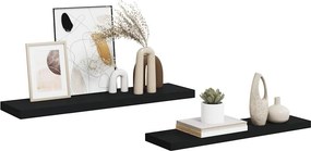 vidaXL Ράφια Τοίχου 2 τεμ. Μαύρα 90x23,5x3,8 εκ. MDF