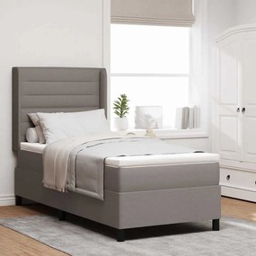 vidaXL LED Κρεβάτι με βάθρο με στρώμα Taupe 100 x 200 cm ύφασμα