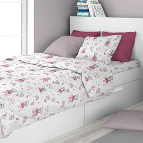 Σεντόνια Μονά (Σετ 3τμχ) Dimcol Cloudy Bear 582 White - Pink
