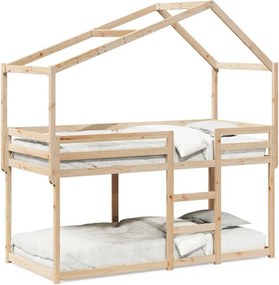 vidaXL Κουκέτα με Οροφή 90 x 200 εκ. από Μασίφ Ξύλο Πεύκου