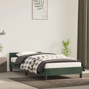 Πλαίσιο Κρεβατιού με Κεφαλάρι Σκ. Πράσινο 90x190 εκ. Βελούδινο - Πράσινο