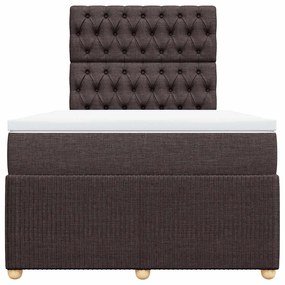 vidaXL Κρεβάτι Boxspring με Στρώμα Σκούρο Καφέ 120x200 εκ. Υφασμάτινο