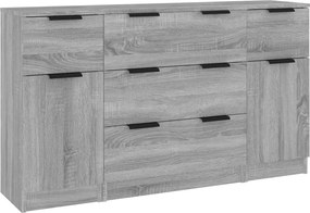 vidaXL Ντουλάπι Σετ 3 Τεμαχίων Γκρι sonoma από Επεξεργασμένο Ξύλο