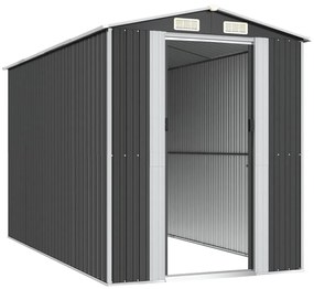 vidaXL Αποθήκη Κήπου Ανθρακί 192x357x223 εκ. Γαλβανισμένο Ατσάλι