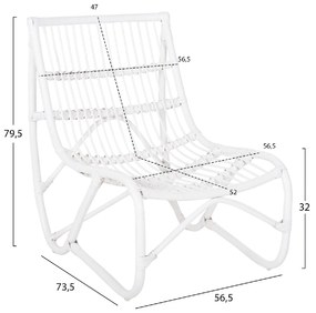 ΠΟΛΥΘΡΟΝΑ GRINN HM9815.03 ΡΑΒΔΟΙ RATTAN ΣΕ ΛΕΥΚΟ 56,5x73,5x79,5Υ εκ.