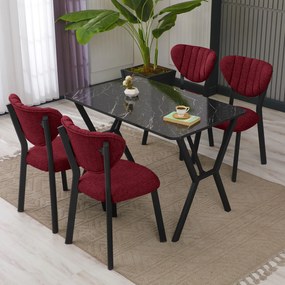 Extendable Dining Table &amp; Chairs Set (5 Pieces) Elma - Burgundy, Black Burgundy
Black