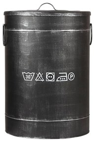 LABEL51 Καλάθι Απλύτων Χρώμα Αντικέ Μαύρο 40 x 40 x 58 εκ. L