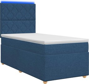 vidaXL Κρεβάτι box spring με στρώμα Μπλε 80 x 200 cm Ύφασμα