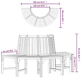 vidaXL Παγκάκι Δέντρου Ημικυκλικό Ø208 εκ. από Μασίφ Ξύλο Ευκαλύπτου