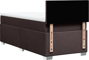 vidaXL Κρεβάτι Boxspring με Στρώμα Σκούρο Καφέ 90x190 εκ. Υφασμάτινο