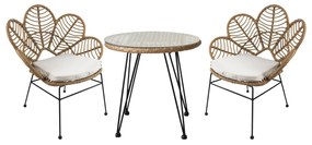 Σετ Τραπεζαρία Κήπου ArteLibre EUSEBIO Φυσικό/Μαύρο Μέταλλο/Rattan Με 2 Καρέκλες 14990358
