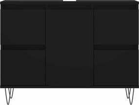 vidaXL Ντουλάπι Μπάνιου Μαύρο 80 x 33 x 60 εκ. από Επεξεργασμένο Ξύλο