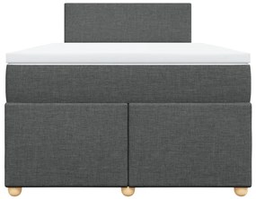 Κρεβάτι Boxspring με Στρώμα Σκούρο Γκρι 120x200 εκ. Υφασμάτινο - Γκρι