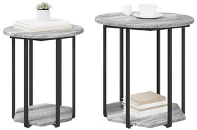 vidaXL Σετ βοηθητικά τραπεζάκια με ράφι 2 pcs Γκρι σονόμα και Μαύρο