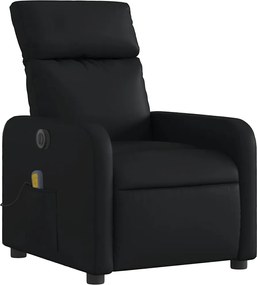 vidaXL Πολυθρόνα Μασάζ Ανακλινόμενη Ηλεκτρική Μαύρη Συνθετικό Δέρμα