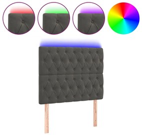 vidaXL Κεφαλάρι Κρεβατιού LED Σκούρο Γκρι 90x7x118/128 εκ. Βελούδινο