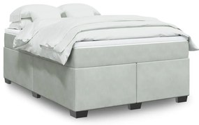 vidaXL Κρεβάτι Boxspring με Στρώμα Ανοιχτό Γκρι 140x190 εκ. Βελούδινο