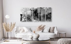Εικόνα 5 τμημάτων μοντέρνα ζωγραφική μέσων σε ασπρόμαυρο - 200x100