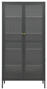vidaXL Ντουλάπα Βιτρίνας Ανθρακί 90x40x180 εκ. Ατσάλι / Ψημένο Γυαλί