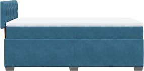 vidaXL Κρεβάτι Boxspring με Στρώμα Μπλε 80 x 200 εκ. Βελούδινο