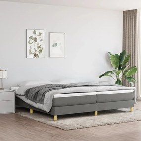 Κρεβάτι Boxspring με Στρώμα Σκούρο Γκρι 200x200 εκ. Υφασμάτινο - Γκρι