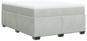 vidaXL Κρεβάτι Boxspring με Στρώμα Ανοιχτό Γκρι 140x190 εκ. Βελούδινο