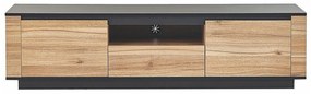 Τραπέζι Tv Berwyn 1130, Ανοιχτό χρώμα ξύλου, Μαύρο, 152x39x40cm, 36 kg | Epipla1.gr