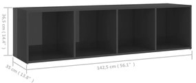 Έπιπλο Τηλεόρασης Γυαλιστερό Γκρι 142,5x35x36,5 εκ Μοριοσανίδα - Γκρι