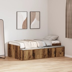 vidaXL Κρεβάτι αποθήκευσης Παλαιού Ξύλου 90x200 εκ.
