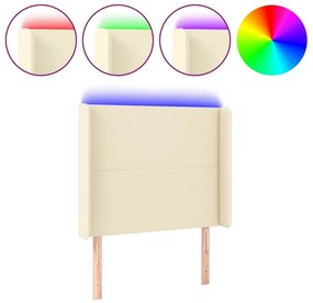 vidaXL Κεφαλάρι Κρεβατιού LED Κρεμ 103x16x118/128 εκ. Συνθετ. Δέρμα